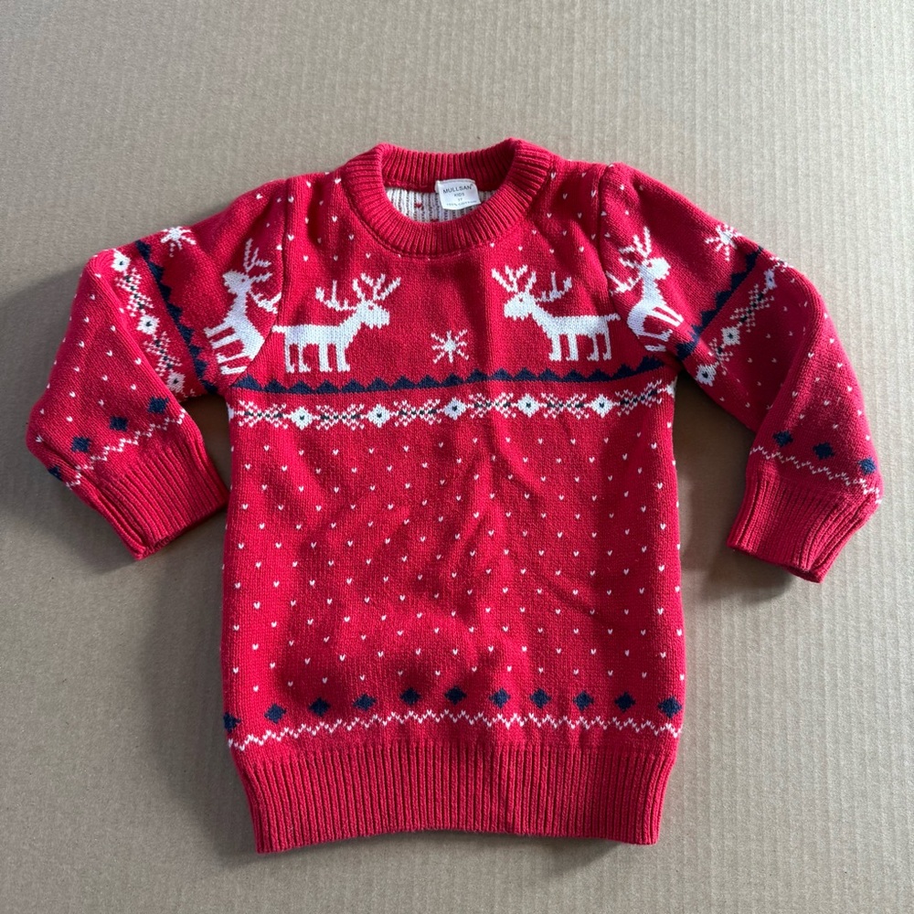 Mullsan Kids Red Reindeer Sweater Size 3T